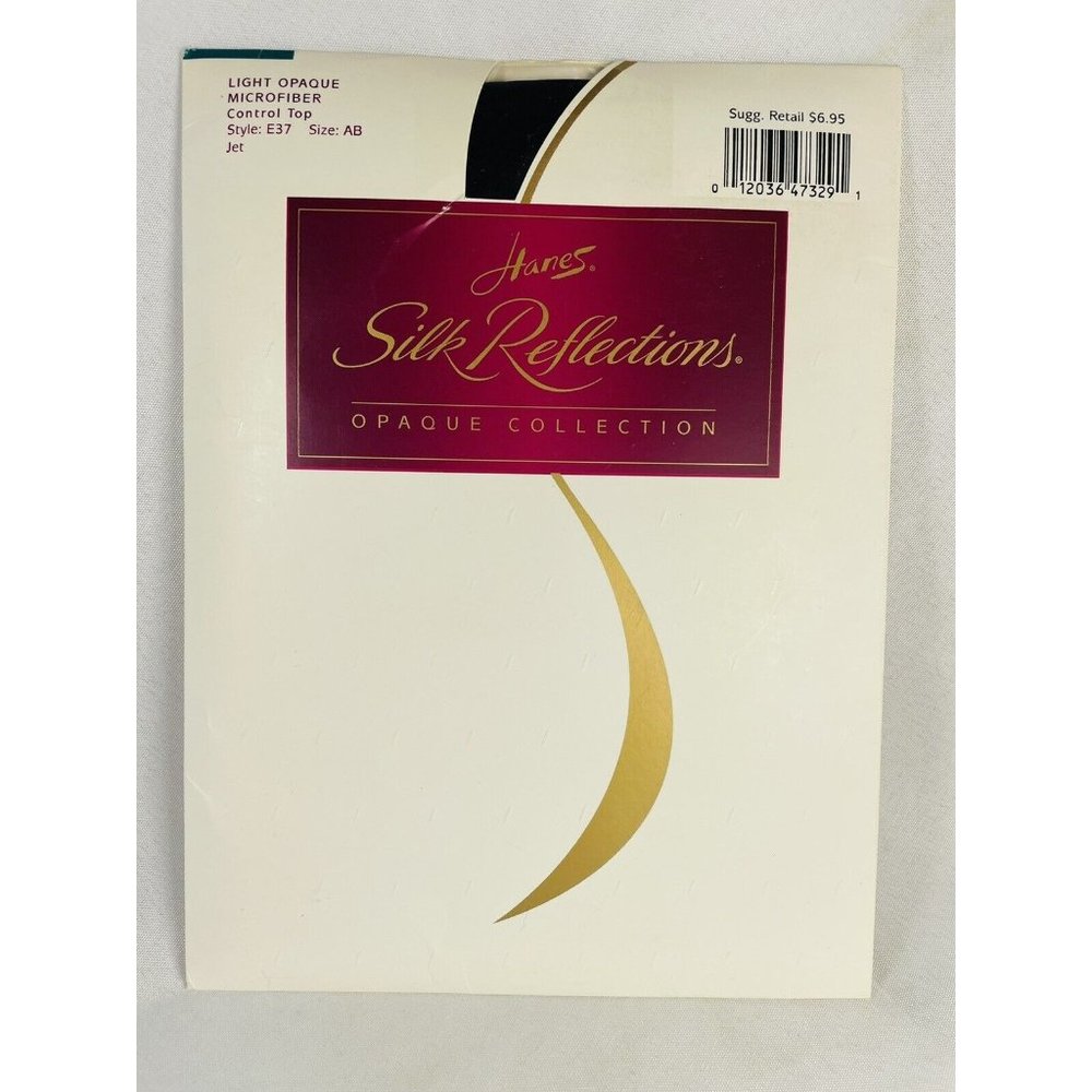 Vintage Hanes Silk Reflections Pantyhose Jet AB Light Opaque Microfiber E37